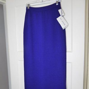 ST. JOHN Evening Collection Marie Gray Ultra Violet Knit Slit Maxi Skirt Size 6